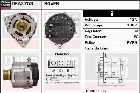 Remy DRA3758 - Alternator autospares.lv