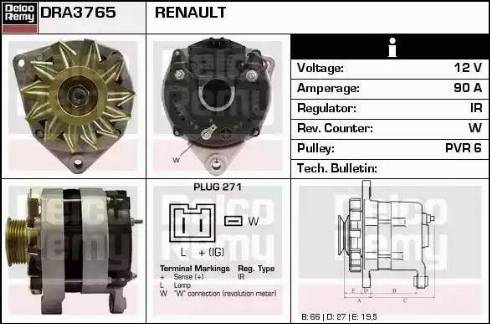 Remy DRA3765 - Alternator autospares.lv