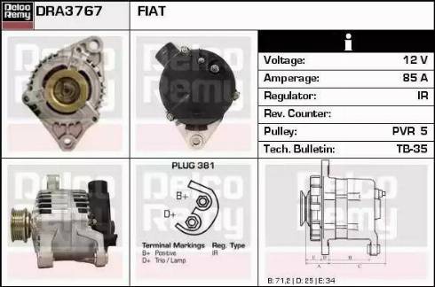 Remy DRA3767 - Alternator autospares.lv