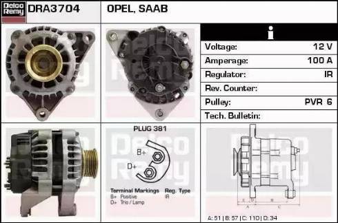 Remy DRA3704N - Alternator autospares.lv