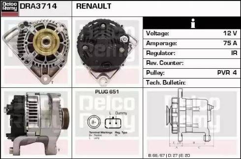 Remy DRA3714 - Alternator autospares.lv