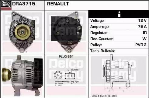 Remy DRA3715 - Alternator autospares.lv