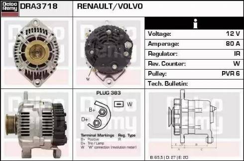 Remy DRA3718 - Alternator autospares.lv