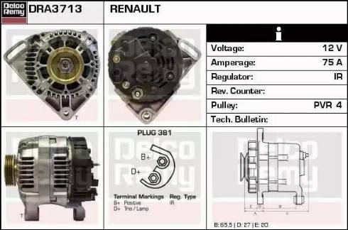 Remy DRA3713 - Alternator autospares.lv