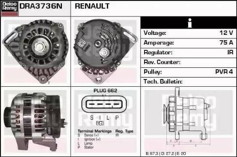 Remy DRA3736N - Alternator autospares.lv