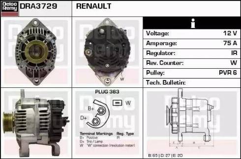 Remy DRA3729 - Alternator autospares.lv