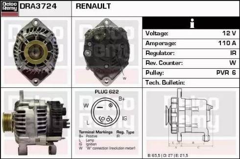Remy DRA3724 - Alternator autospares.lv