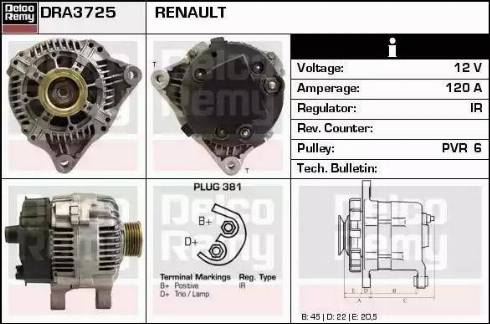 Remy DRA3725 - Alternator autospares.lv