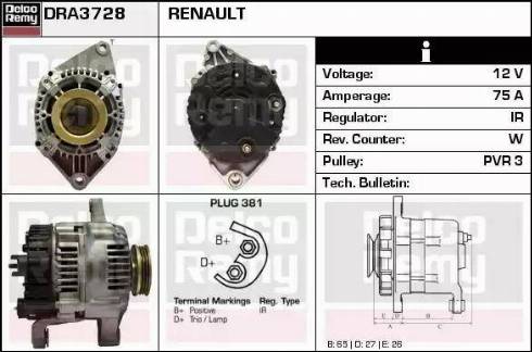 Remy DRA3728 - Alternator autospares.lv