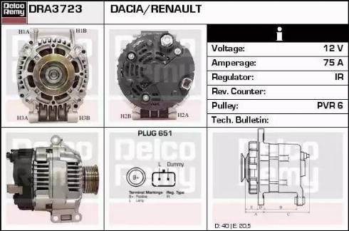 Remy DRA3723 - Alternator autospares.lv