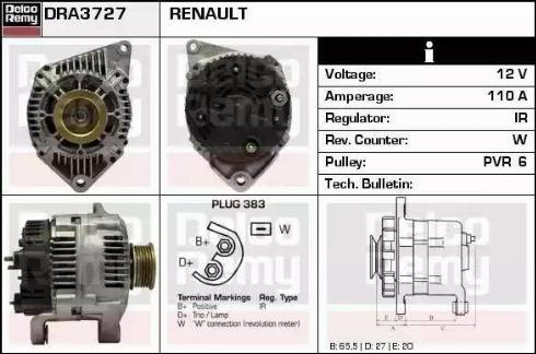 Remy DRA3727 - Alternator autospares.lv