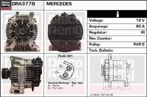 Remy DRA3779 - Alternator autospares.lv