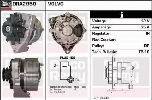 Remy DRA2950 - Alternator autospares.lv