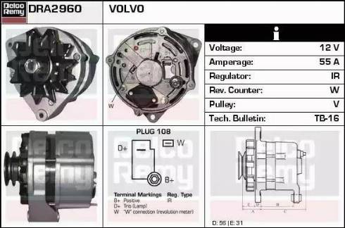 Remy DRA2960 - Alternator autospares.lv