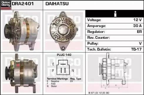 Remy DRA2401 - Alternator autospares.lv