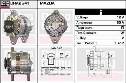 Remy DRA2641 - Alternator autospares.lv