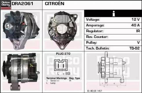 Remy DRA2061 - Alternator autospares.lv