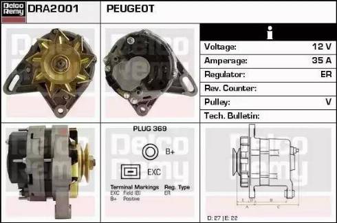 Remy DRA2001 - Alternator autospares.lv