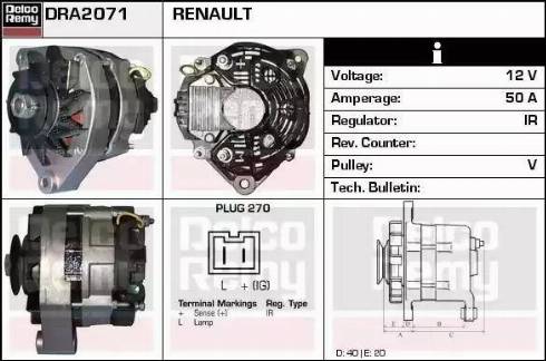 Remy DRA2071 - Alternator autospares.lv
