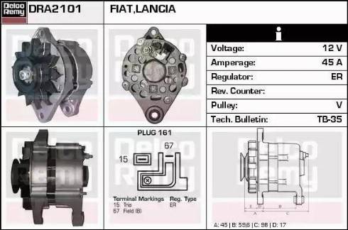 Remy DRA2101 - Alternator autospares.lv