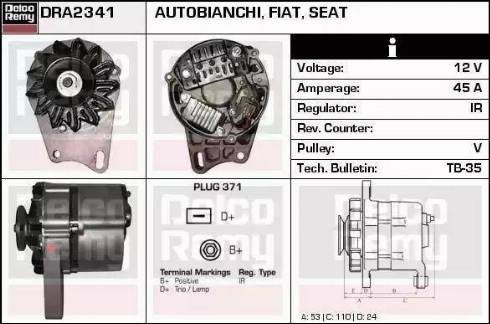 Remy DRA2341 - Alternator autospares.lv