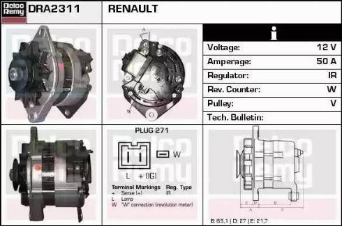 Remy DRA2311 - Alternator autospares.lv