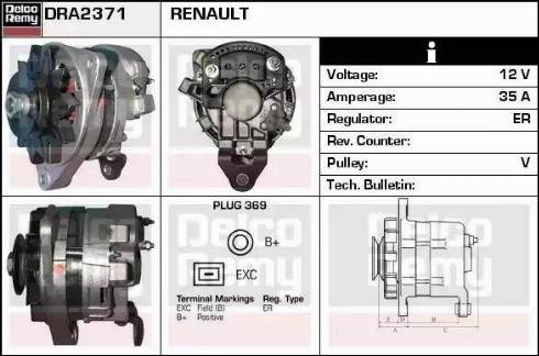 Remy DRA2371 - Alternator autospares.lv