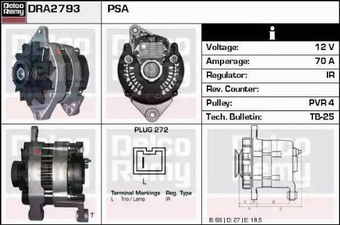 Remy DRA2793 - Alternator autospares.lv