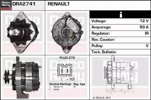 Remy DRA2741 - Alternator autospares.lv