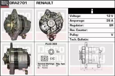 Remy DRA2701 - Alternator autospares.lv