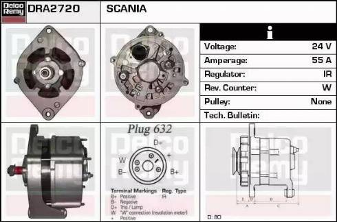 Remy DRA2720 - Alternator autospares.lv