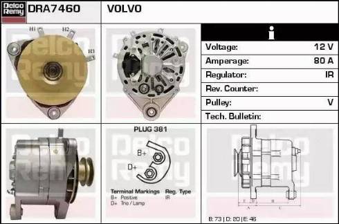 Remy DRA7460 - Alternator autospares.lv