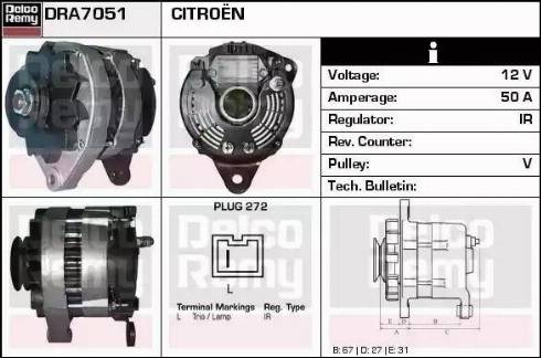 Remy DRA7051 - Alternator autospares.lv