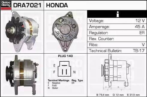 Remy DRA7021 - Alternator autospares.lv