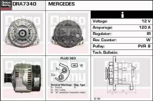 Remy DRA7340 - Alternator autospares.lv