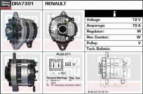 Remy DRA7301 - Alternator autospares.lv