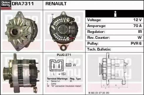 Remy DRA7311 - Alternator autospares.lv