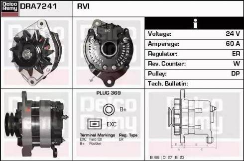 Remy DRA7241 - Alternator autospares.lv