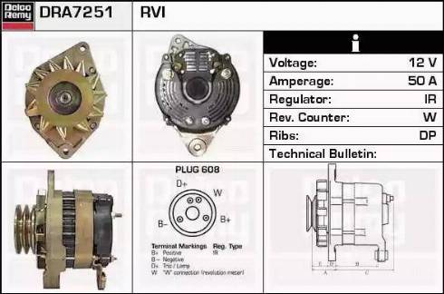 Remy DRA7251 - Alternator autospares.lv