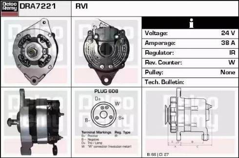 Remy DRA7221 - Alternator autospares.lv