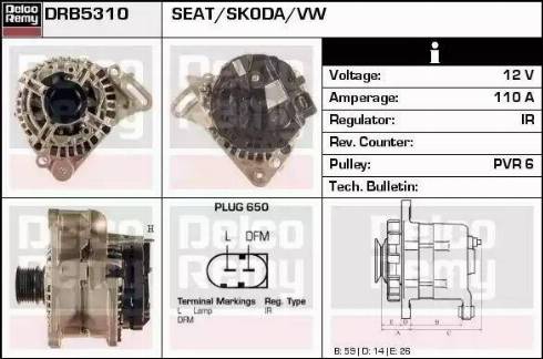 Remy DRB5310 - Alternator autospares.lv