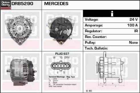 Remy DRB5290 - Alternator autospares.lv