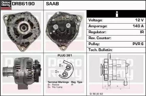 Remy DRB6190 - Alternator autospares.lv