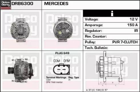 Remy DRB6300 - Alternator autospares.lv