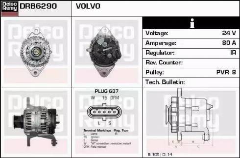 Remy DRB6290 - Alternator autospares.lv