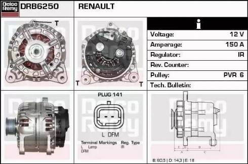 Remy DRB6250 - Alternator autospares.lv