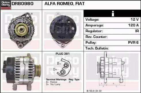 Remy DRB0980 - Alternator autospares.lv