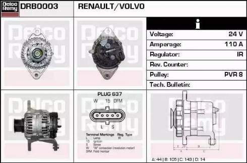 Remy DRB0003 - Alternator autospares.lv