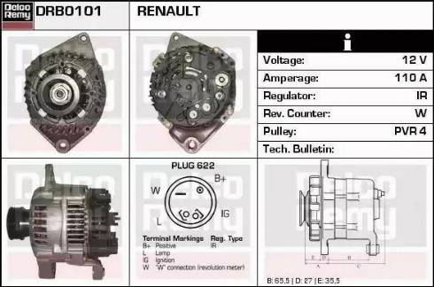 Remy DRB0101 - Alternator autospares.lv