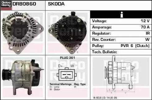 Remy DRB0860 - Alternator autospares.lv